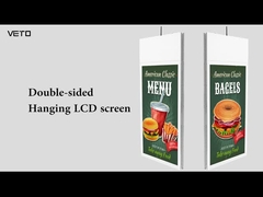 Indoor White 43 Inch Digital Hanging LCD Screen Ultra Tipis Dual Sided Ceiling Mounted