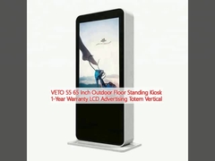 VETO 55 65 Inch Outdoor Floor Standing Kiosk 1 Tahun Garansi LCD Iklan Totem Vertikal