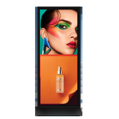 Splicing 70 Inch 4K LCD Advertising Kiosk dengan Perangkat Lunak CMS Gratis Resolusi Tinggi