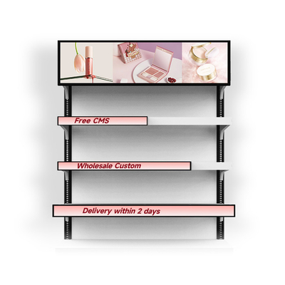 VETO 35 37 29 Inch Indoor Stretched Bar LCD Display Untuk Stasiun Bus, 450 Cd/M2 HD Digital Signage Screen Untuk Rak