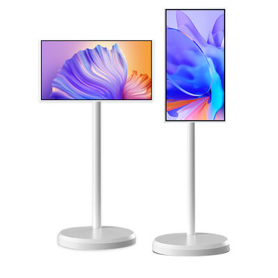 Kualitas Layar Cerdas TV Portabel Android 15 Resolusi 4K 32 Inci dengan Papan Reklame Digital Berdiri Lantai Nirkabel pabrik