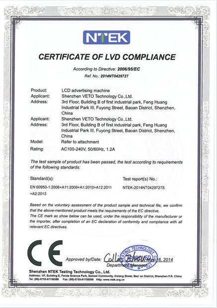 Cina Dongguan VETO technology co. LTD Sertifikasi